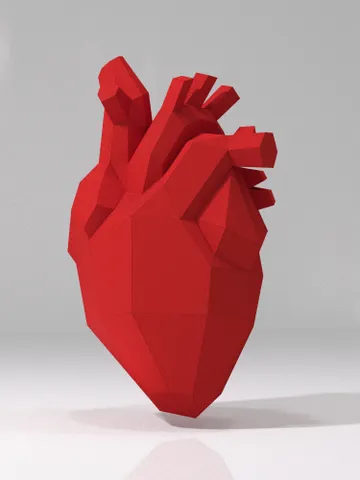 Anatomical Heart Papercraft, Digital Template, PDF Download, Gurko, 3D Low Poly, Pepakura, DIY Origami Sculpture, St Valentines Decor $14.00