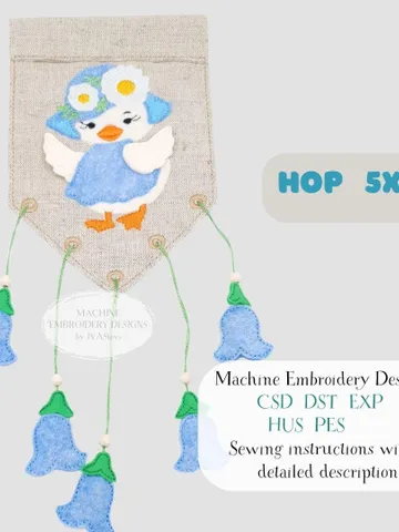 ITH Easter Bird Pennant Banner Embroidery Design Set, Felt Applique Holiday Decor Pattern, 5x7 Hoop File