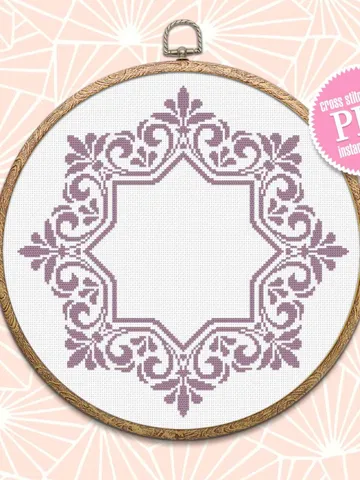 Mandala frame cross stitch pattern PDF download Monogram mandala cross stitch chart, Mandala wreath pattern digital Round floral frame #Y10 $3.95