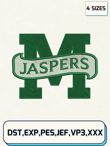 Manhattan Jaspers Logos Embroidery Design Files, NCAA Logos Embroidery Designs, Machine Embroidery Files, 4 Sizes