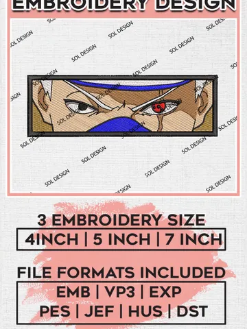 Kakashi Eyes Embroidery Design, Anime Eyes Embroidery, Anime Pes Design, Digital Download EMB_ANIME_150