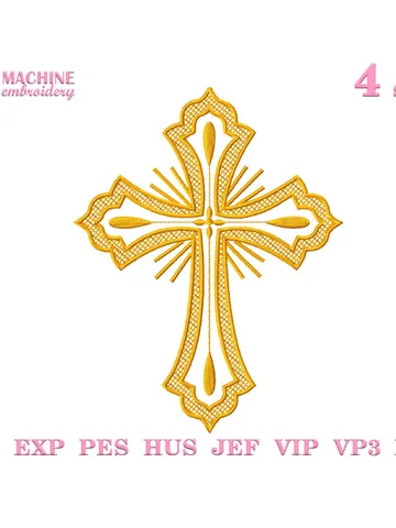 Religious cross embroidery design Machine embroidery pattern 4 sizes, Embroidery files christian cross, Catholic embroidery Holy cross #R44 $3.45