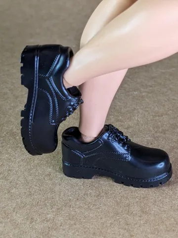 Classic black hiking low boots for 1/6 scale male dolls $32.00