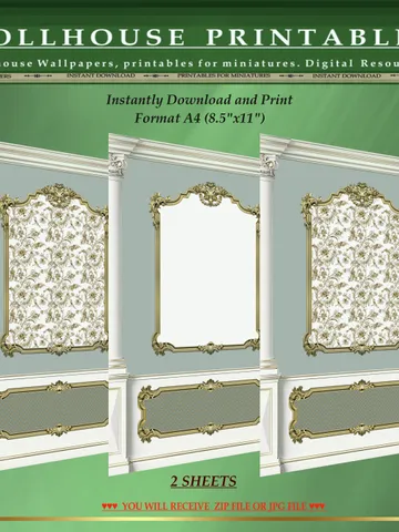 Wallpapers- Set 17-v2 | Printables for Dollhouses and Unique Miniature Projects | Digital Downloads | in Scale 1/12th $8.00
