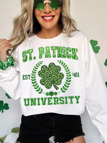 Faux Sequin St. Patrick University Png, St Patty's Faux Clover png, St Patricks Day Green Glitter Png, Shamrock png, trendy st patrick $3.34