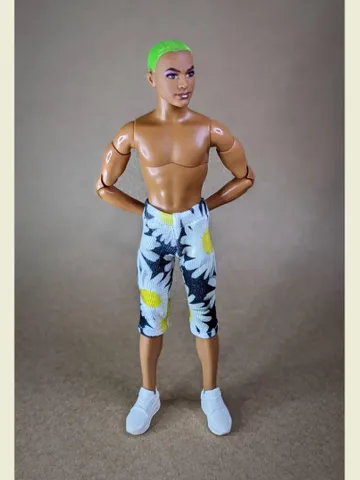 Floral printed elastic long shorts for for 12 inch fashion male dolls $8.00