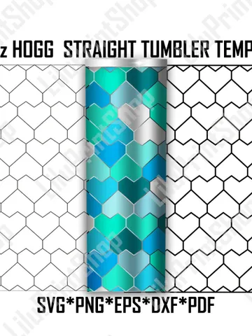Heart Tangram tumbler svg for Hogg Tumbler 20 oz Heart tumbler svg Straight Hearts pattern cut file Template Digital tangram template svg $2.71