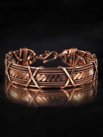 Woven copper wire bracelet Antique style handcrafted copper jewelry Unique gift $70.00