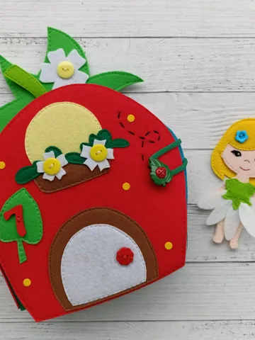 Quiet book Dollhouse pattern, Strawberry Felt book pattern pdf, Felt doll Pattern and clothes set, Dress up Doll, Busy book pattern for girl $18.83