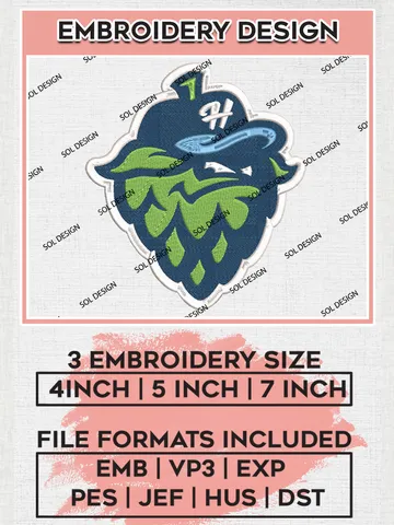 MiLB Hillsboro Hops Embroidery Design Files, MiLB Hillsboro Hops Logo, Minor League Baseball Logo Embroidery Designs, MiLB embroidery designs, Machine embroidery designs, Digital Download $6.99