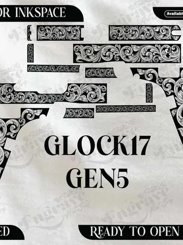 Glock17 Gen5 Scroll Design,lasercut,laserengraving,fiberlaser,engravingfiles,metalart $40.00