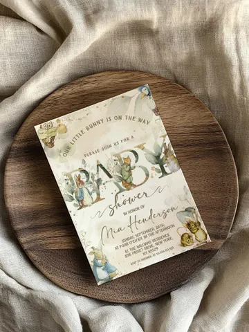 Classic Peter Rabbit Baby Shower Invitation; Neutral Baby Shower Template; Peter Rabbit Baby Shower Invite; pr2 $11.62