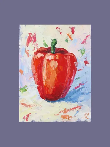 Original Oil Painting Red Pepper Kitchen Decor Canvas Art $29.00