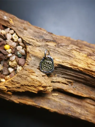 Gandhanra Tibetan Buddhist Amulet,Lucky Wheel Pendant for Prayer Bead, Mala Accessories,Sterling Silver Gold Plated,Tibetan Jewelry $29.99