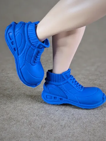 Blue lace-up boots for wide feet for 1/6 scale male dolls $12.00