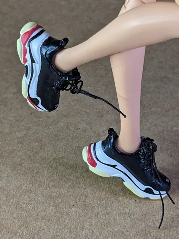 Black & Red sneakers for 11 inch female dolls (MH g1, g2, g3 or EAH) $35.00
