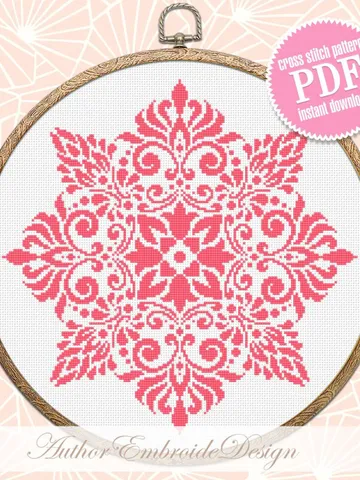 Flower mandala cross stitch pattern PDF download Monochrome cross stitch chart, Simple mandala pattern digital PDF, Mandala ornament #M258 $4.60