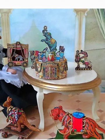 Doll circus. Animals in circus.Illuminated circus.1:12 scale. $38.00