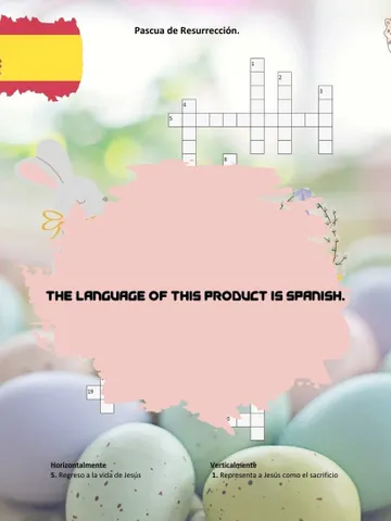 Spanish Crossword Puzzle Printable on the theme of Easter