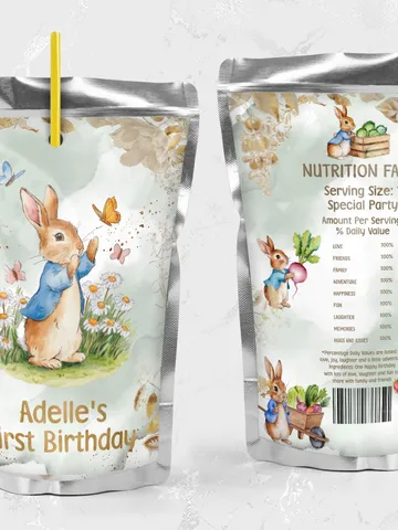 Editable and Printable Juice Label template for 1st Baby Birthday party in Peter Rabbit style instant download and unlimited access pr888 $10.45