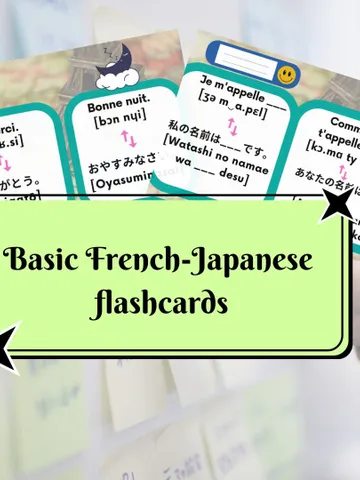 Basic French-Japanese flashcards for learning French and Japanese