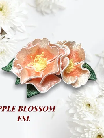 Apple blossom brooch machine embroidery designs Free standing lace embroidery pattern 3D flower embroidery motif FlowerFSL embroidery brooch $5.77