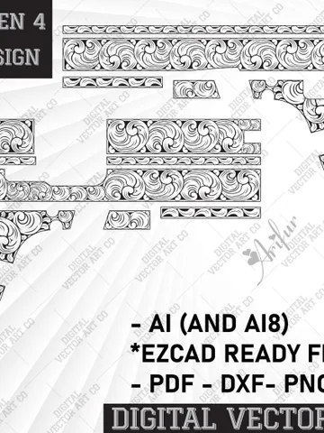 Svg Glock 20 gen 4 Scroll Design. laser engraving,engraving firearms, metal work, engraving patterns, Stippling, Engraving, Vector, SVG. Ai8 $50.00