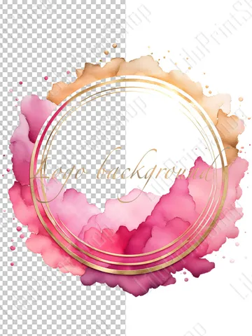Pink Logo Background Png Hot pink circle logo png Bright pink png Watercolor pink logo design Hot pink and gold logo design Gold frame logo $2.85