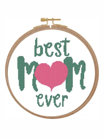 Happy mothers day cross stitch pattern modern Mom day cross stitch pattern heart Best mom ever Xstitch Easy beginner pattern PDF download $3.04