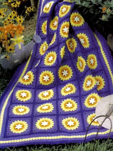 Sunburst Afghan Vintage Crochet Pattern 239 $2.50