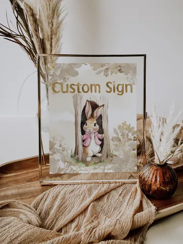 Editable and Printable Custom Sign template for 1st Baby Birthday party in Peter Rabbit style instant download and unlimited access pr777 $11.62