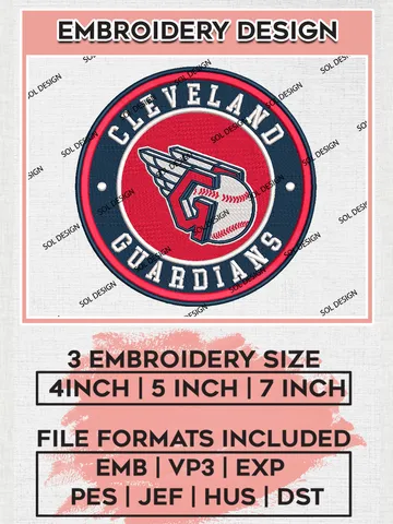 Cleveland Guardians Team Logo Embroidery Design, MLB Team Embroidery files, Cleveland Baseball Team, Digital Download $6.99