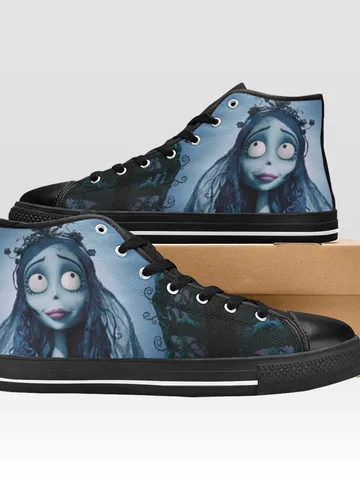 Corpse Bride Shoes, High-Top Sneakers, Handmade Footwear $59.97