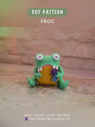 Frog Toy Sewing Pattern with Insect πΈ β DIY Fleece Plush Toy (PDF) $8.00