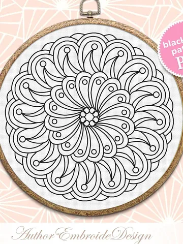 Floral mandala blackwork pattern PDF download Backstitch chart Mandala ornament, Blackwork mandala embroidery PDF, Mandala cross stitch #W40 $4.50