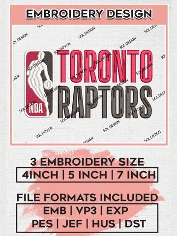 NBA Raptors Word Logo Embroidery Designs, NBA Toronto Raptors Team Logo Embroidery, Basketball Team Logo Embroidery Design Files, NBA Team, 3 sizes, Machine embroidery Files, Digital Download