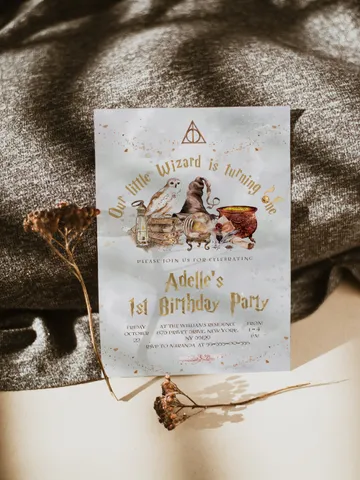 The Chosen One Invitation; Wizard Birthday Party; Magic School 1st Birthday Invitation Template; Editable Wizarding World Invitation; W8 $12.78