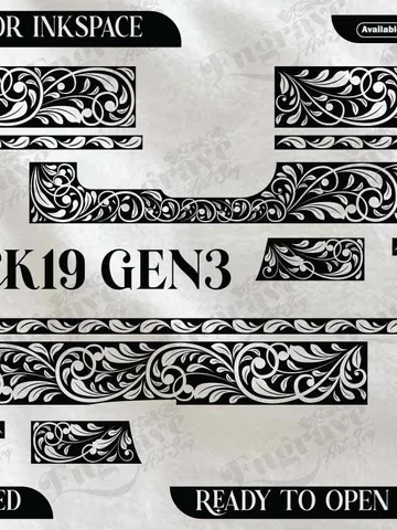 Glock19 Gen3 Scroll Design,lasercut,laserengraving,fiberlaser,engravingfiles,metalart $40.00