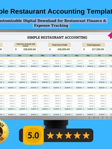 Simple Restaurant Accounting Template | Editable Google Sheets, Customizable Digital Download for Restaurant Finance & Expense Tracking $5.46