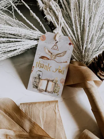 Editable Thank you tag Wizard Birthday Party; Magic School Birthday; Printable thank you sticker; thank you Magical Party Decoration; W8 $10.45