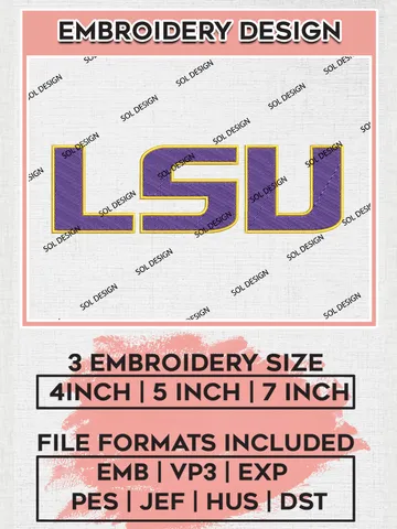 LSU Tigers Logo Machine Embroidery Design, NCAA LSU Tigers Embroidery Design Design files, NCAA Embroidery Designs, NCAA Machine Embroidery Designs, Digital Download $6.99