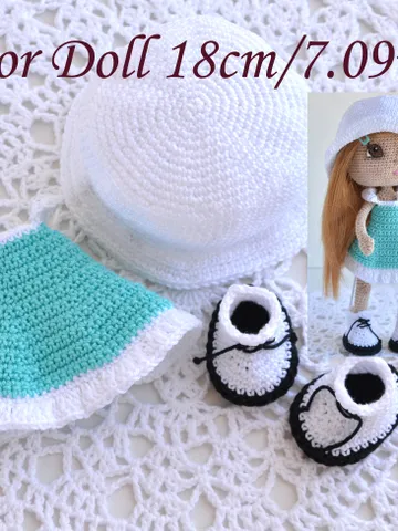 Crochet Doll Clothes Pattern, Outfit for Doll of 18 cm tall (English PDF), crochet doll dress pattern, dress amigurumi $3.60