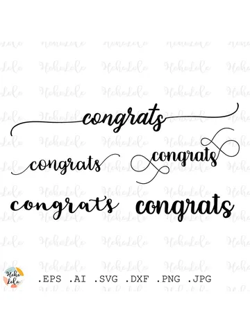 Congrats Svg, Congrats Cricut, Lettering Cricut, Congrats Clipart Png, Congrats Stencil Template Dxf $4.50