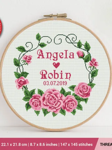 Wedding Date Frame and Alphabet Cross stitch pattern | Embroidery Pattern | Instant Download | Embroidery Designs $6.40