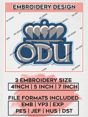 Old Dominion Monarchs Logo Machine Embroidery Design, NCAA ODU Monarchs Embroidery Design Design files, NCAA Embroidery Designs, NCAA Machine Embroidery Designs, Digital Download $6.99