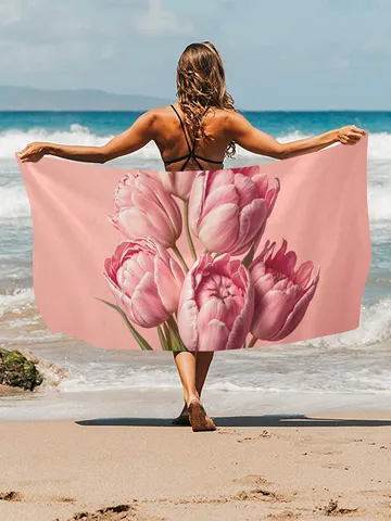 Tulips Flowers Beach Towel $45.00