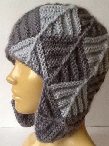 Knitted hat Patchwork Colorblock hat with ears Woolen womens hand knit hat