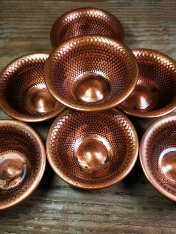 Gandhanra Handmade Tibetan Buddhist Water Offering Bowls,Yonchap Bowls,Made of Red Copper,1 Set of 7 Bowls $79.99