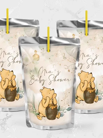Juice Label Winnie the Pooh; Winnie the Pooh 1st Birthday; Printable Juice Label; Winnie the Pooh Party Decoration; Editable Winnie Pooh WP4 $10.45