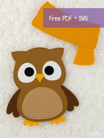 Felt Owl with a scarf - Free PDF Sewing Pattern
